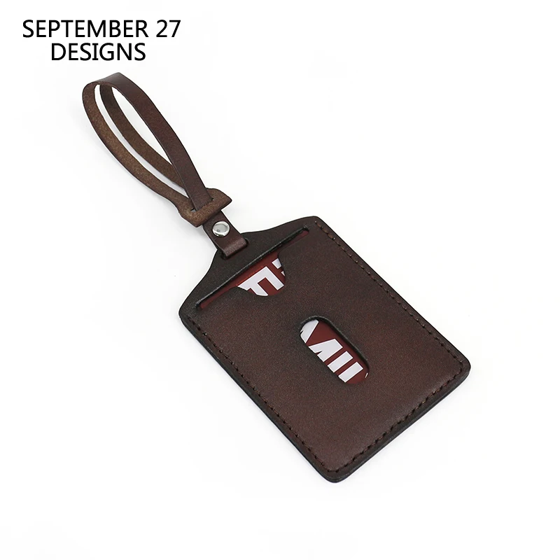 Luggage Tag Genuine Leather Bus Card Case Travel Luggage Label Suitcase Luggage Tags Checked Boarding Portable ID Address Card