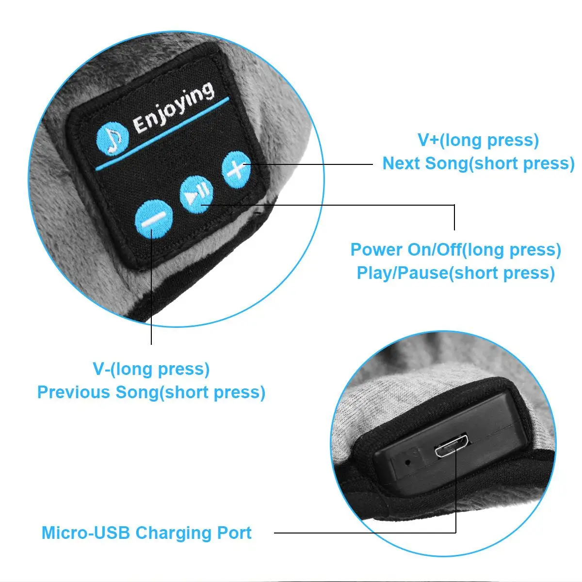 Bluetooth-гарнитура для глаз тонкая мягкая эластичная удобная беспроводная