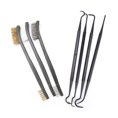 

Double-end 3pcs Steel Wire Brush & 4pcs Nylon Pick Set Universal Hunting Gun Cleaning Kit Tactical Rifle Gun Cleaning Tool