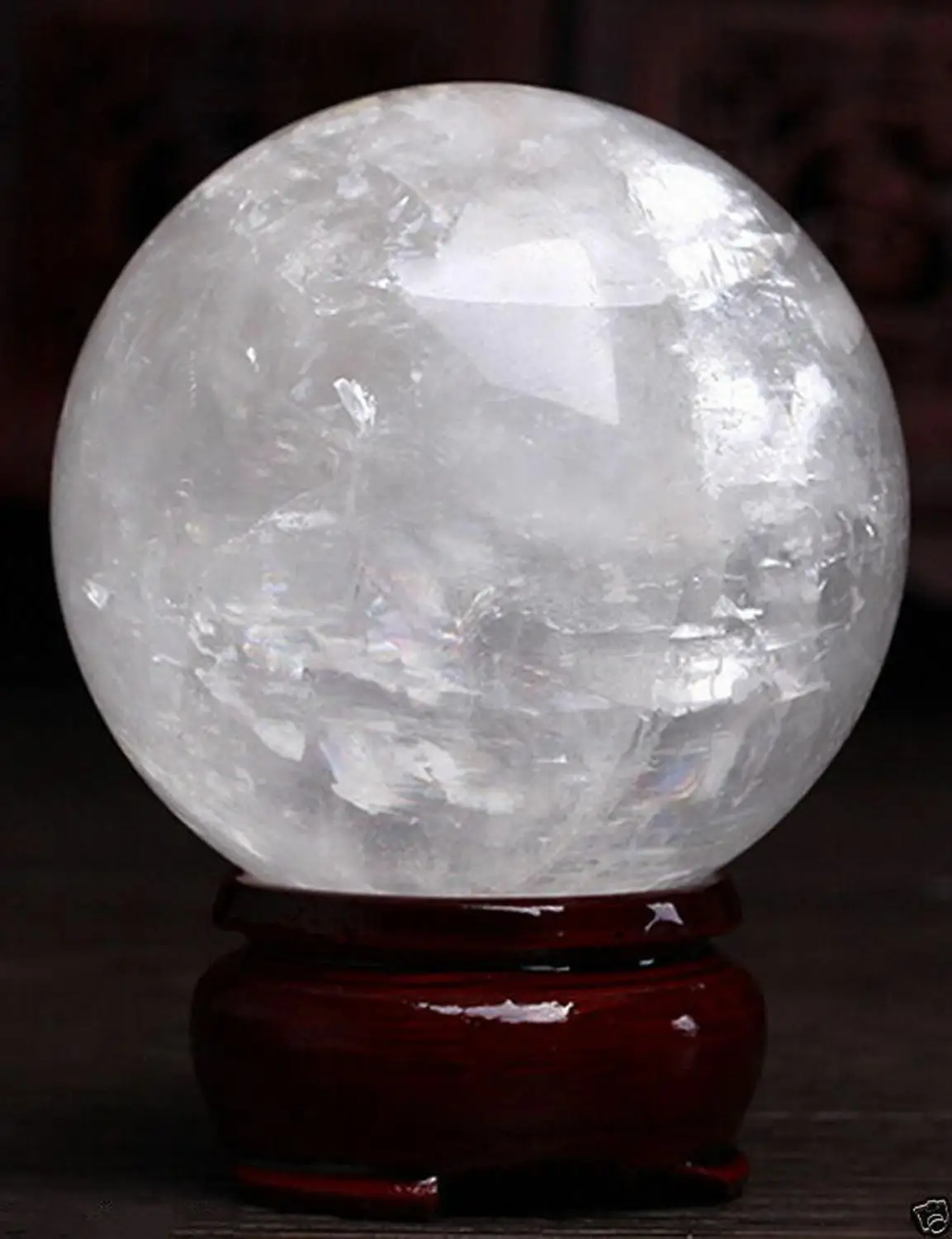 

80MM Natural White Calcite Quartz Crystal Sphere Ball Healing Gem stone+Stand