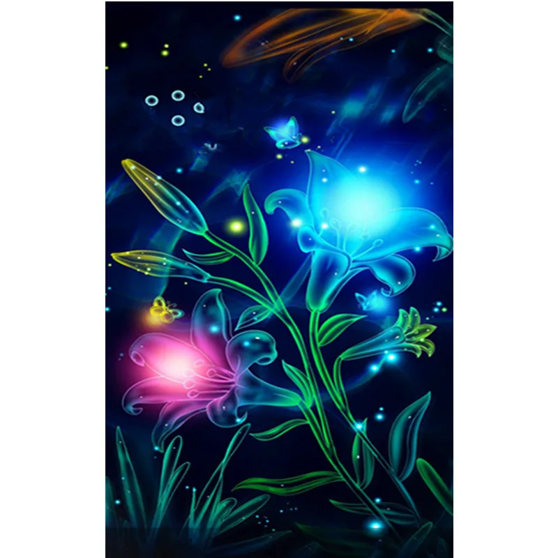Сделай Сам Алмазная вышитые светильник цветок картина 5D полный круг алмазов