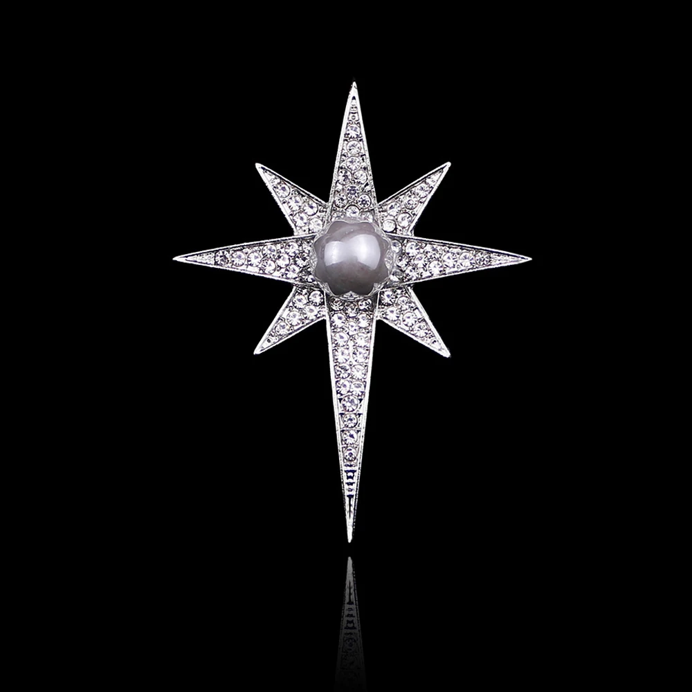 Fashion Brooches New Star Men and Women Boutonniere Pearl Badge Shirt Jacket Jewelry Accessories Alloy Clothes Brooch Pin | Украшения и