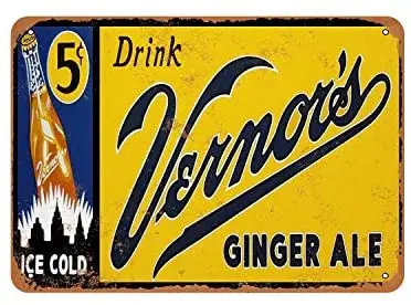 

Винтажный металлический знак Verno's Ginger Ale, декоративный знак 8x12 дюймов