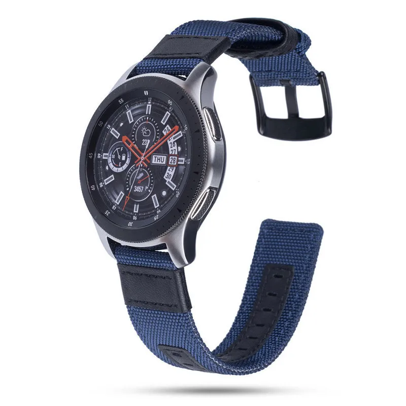 Для Galaxy Watch 46 мм ремешок 22 мм Премиум нейлон с кожаным ремешком для samsung gear S3 Frontier/Классические наручные Смарт-часы полосы