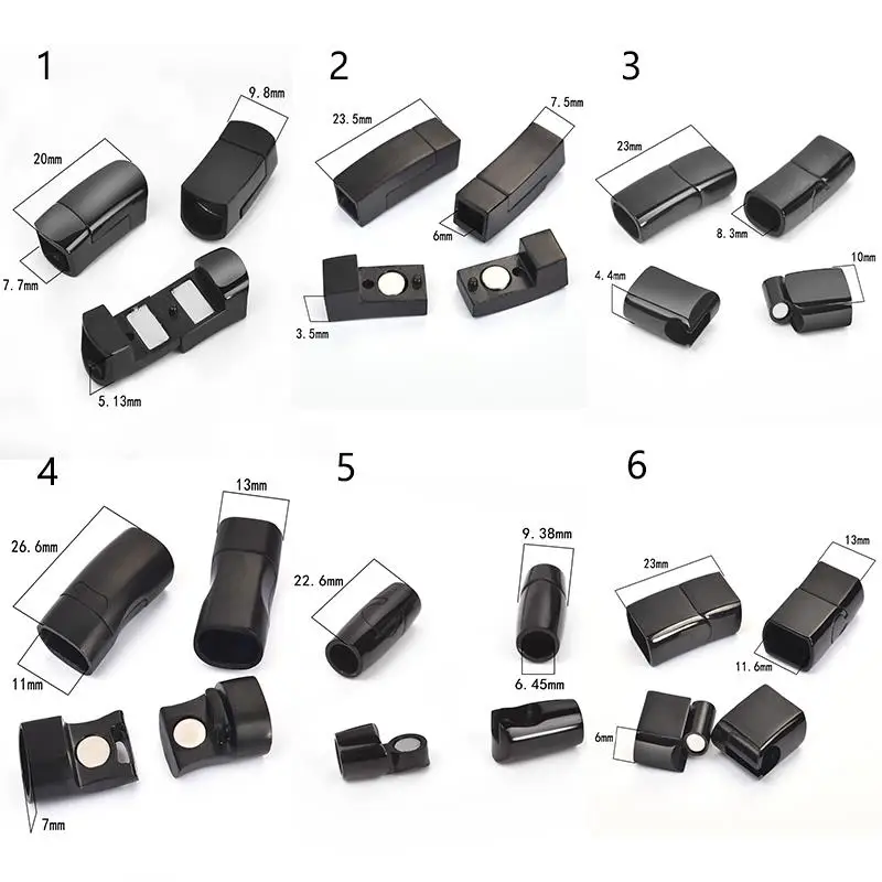 Магнитная пряжка из нержавеющей стали Черная магнитная застежка кожаный шнур