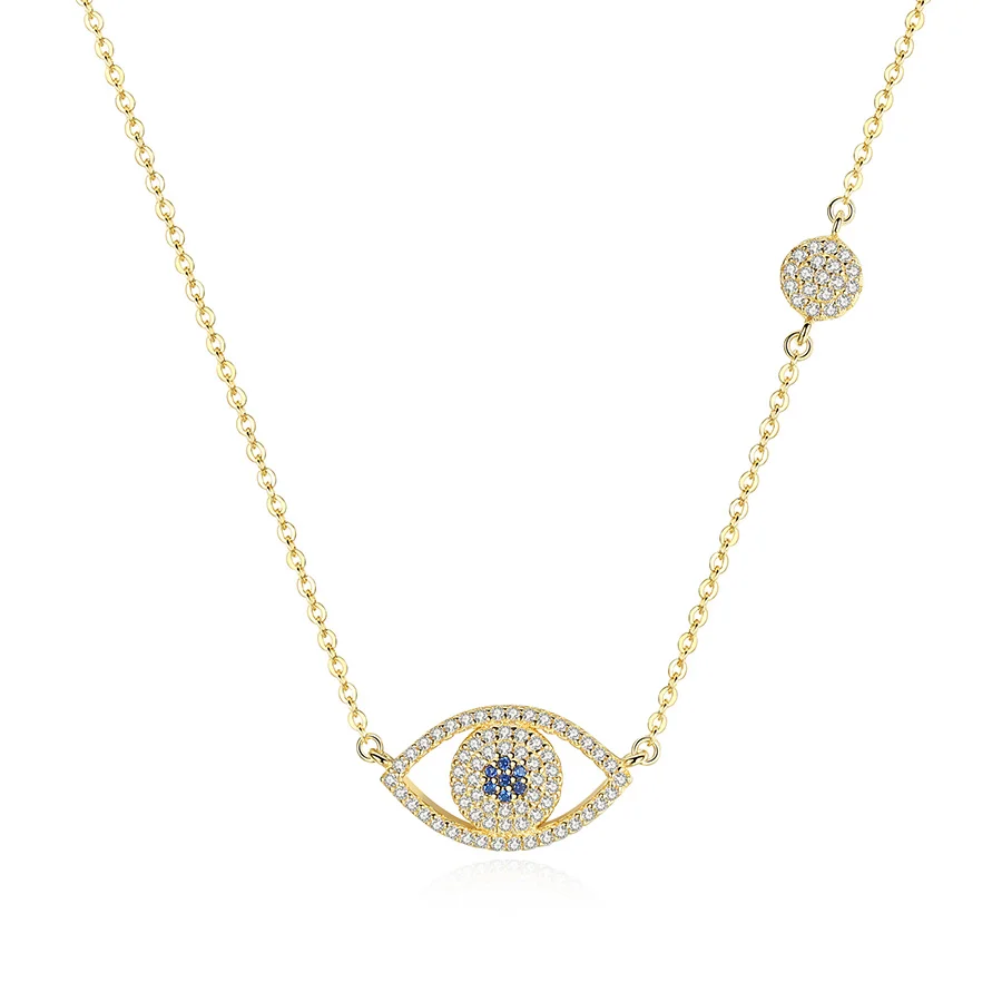 18K gold TONGZHE, ожерелье сглаза, 925 пробы, серебро, кубический цирконий, Золотая подвеска, ожерелье для женщин, новозеландские ювелирные изделия, ожерелье - Окраска металла: 18K gold