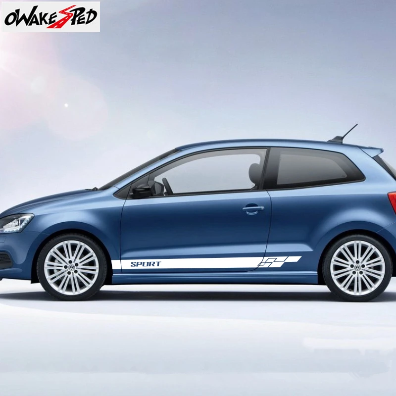 

Sport Styling Stripes Car Door Side Skirt Sticker Auto Body Decor Vinyl Decals For Volkswagen-POLO GTI-R LINE-R WRC-TSI