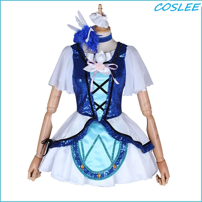 

COSLEE Anime LoveLive Sunshine!Aqours Sakurauchi Riko Cosplay Costume Water Blue NEW World Uniform For Halloween