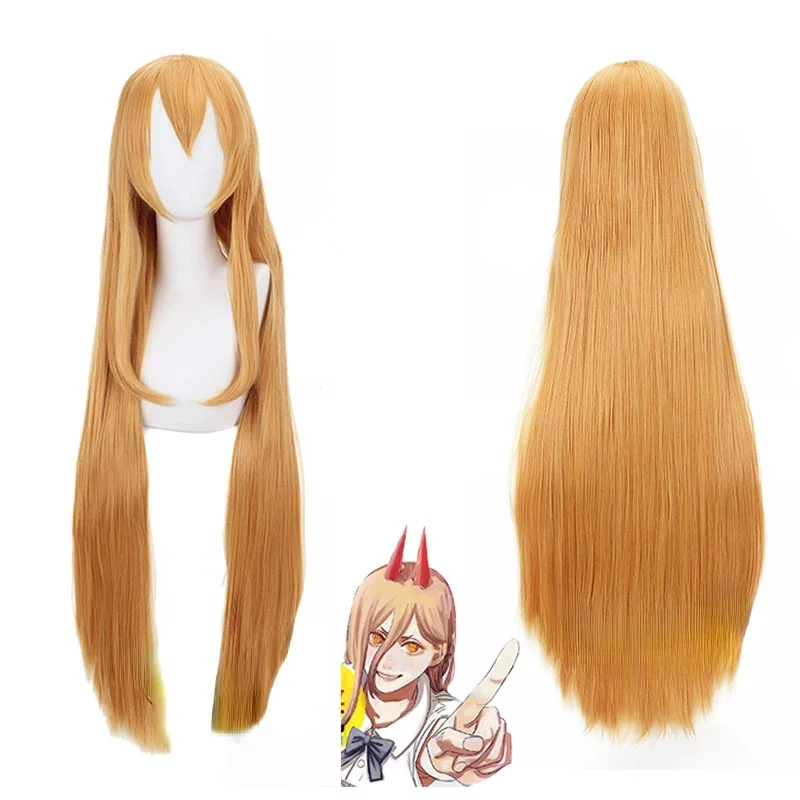 

Chainsaw Man Power Cosplay Wig 80cm Long Straight Synthetic Hair Heat Resistance + Wig Cap Cosplay Costumes