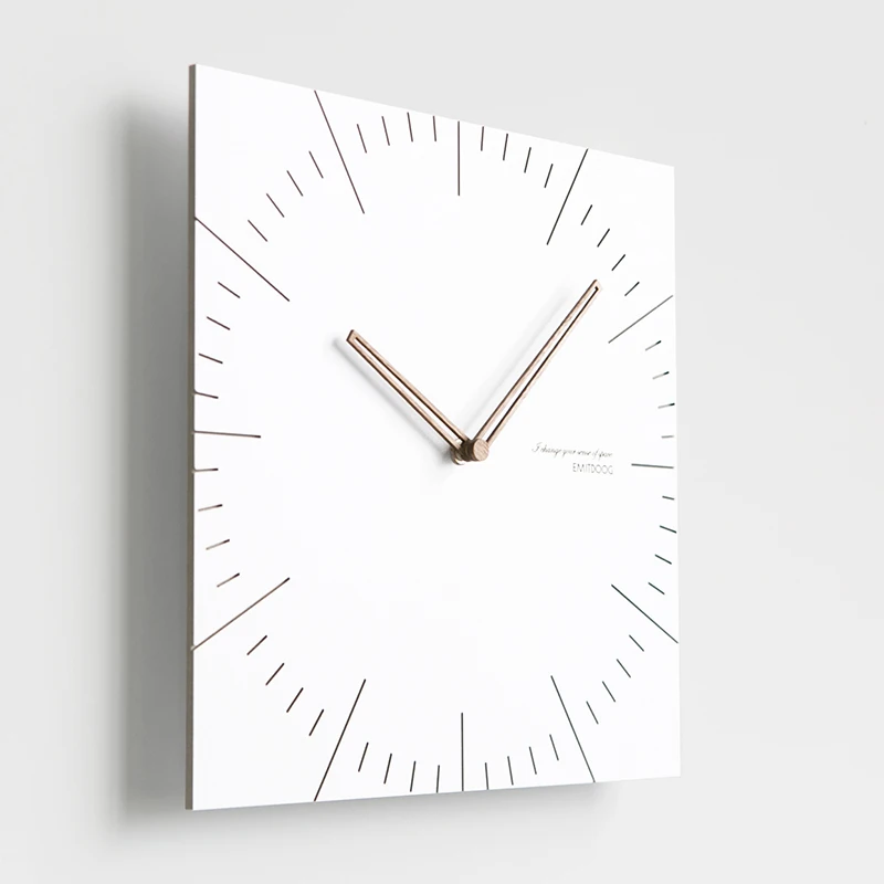 

White Square Modern Wall Clock Minimalist Design Electronic Silent Nordic Wall Clock Numbers Reloj Pared Living Room Sets AA50WC