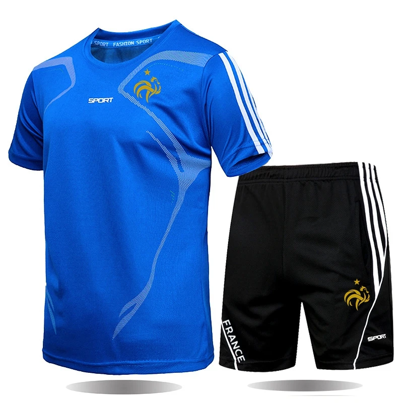 

New cock brand men's sportswear Short sleeve + shorts suit Casual Fitness jogging training basketball Ping Pong jersey