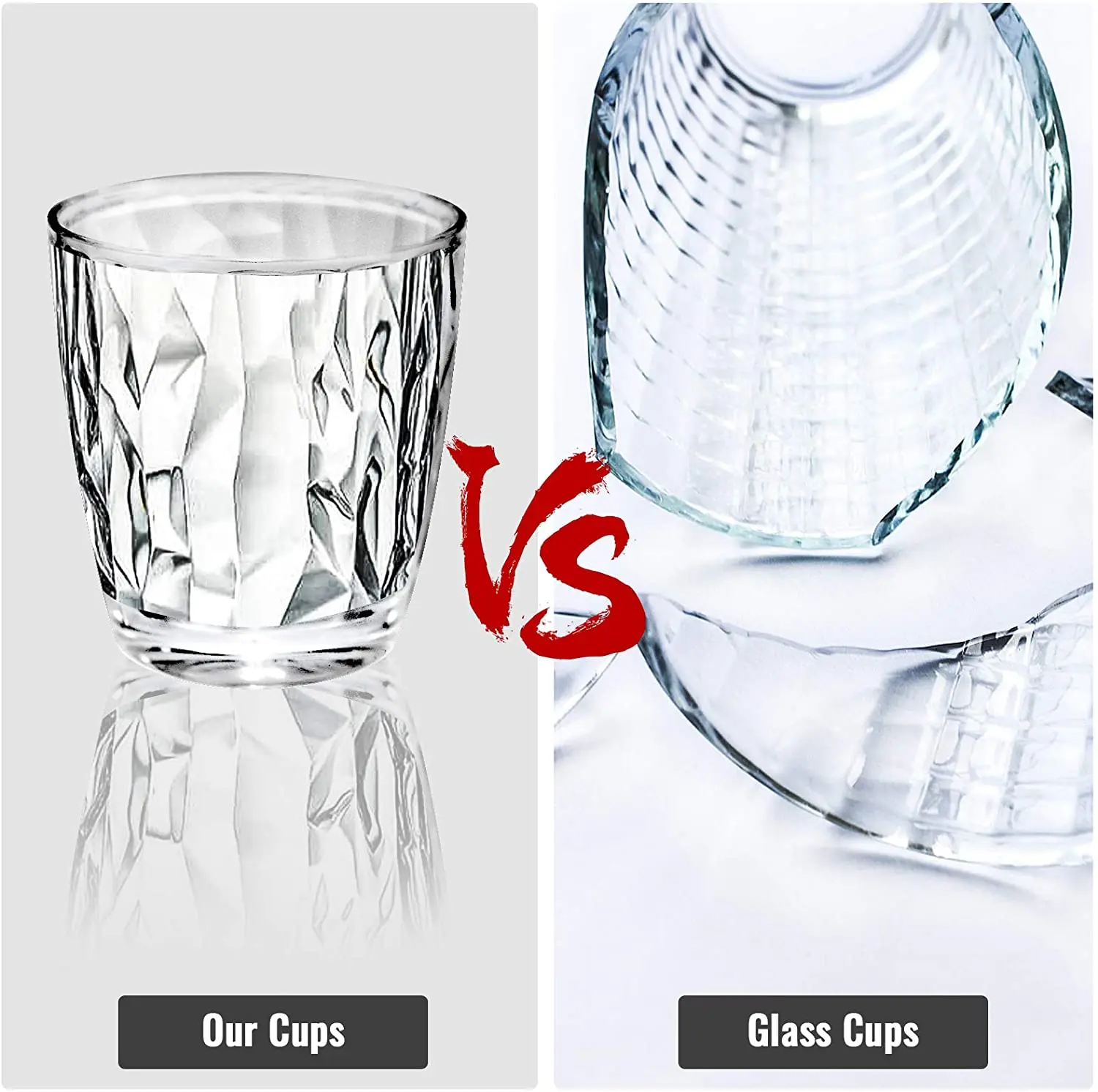 

Packaged 4PCS Plastic Cup Drinking Glasss Cold Juice Tea Coffee Easy Clean Stackable