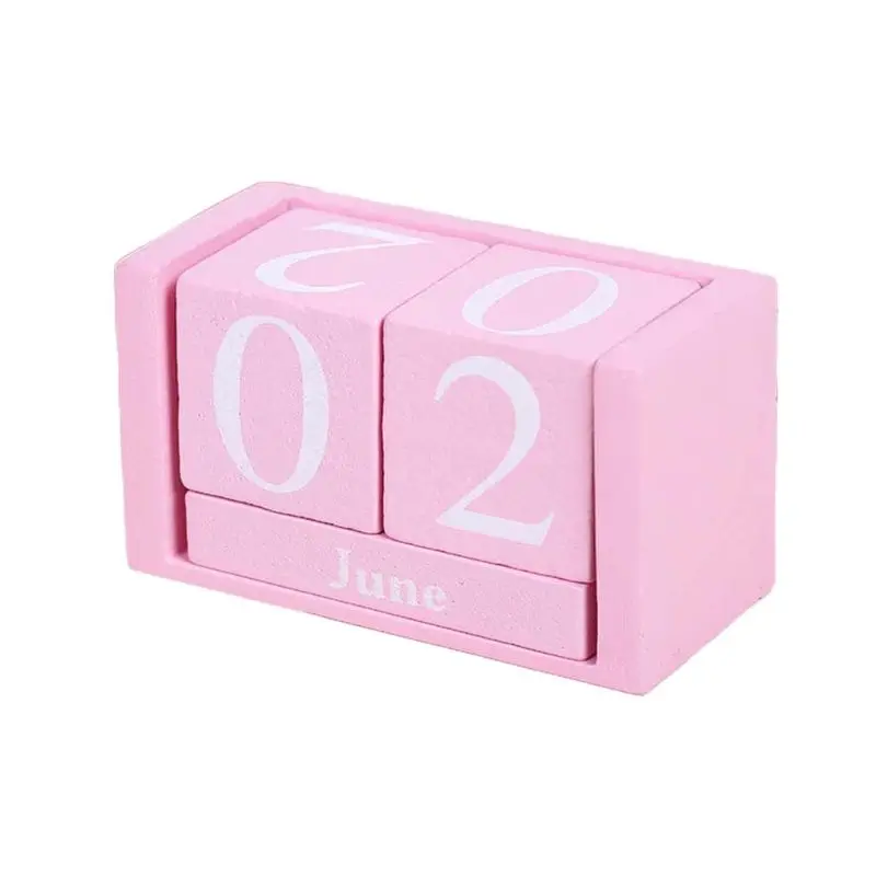 Pink Small Большой/маленький винтажный деревянный вечный календарь вечный блок месяц Дата дисплей стол аксессуар реквизит для фотосессии Декор для дома и офиса - Цвет: Pink Small