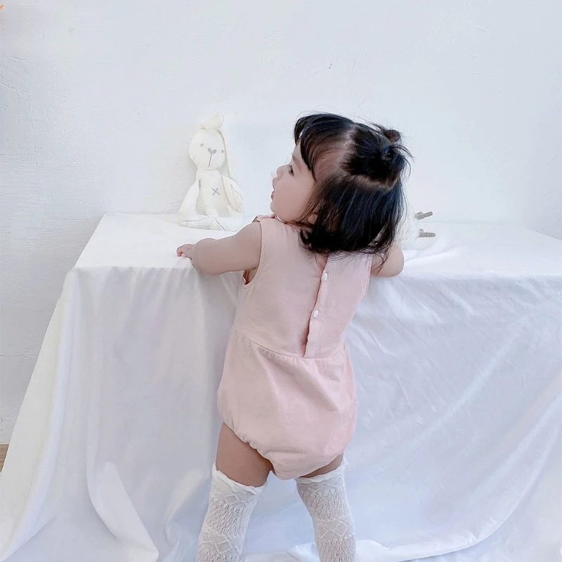 

High quality baby sleeveless Jumpsuit navy blue collar Jumpsuit Summer Cotton Jumpsuit 0-36 months soft, breathable, lightweight