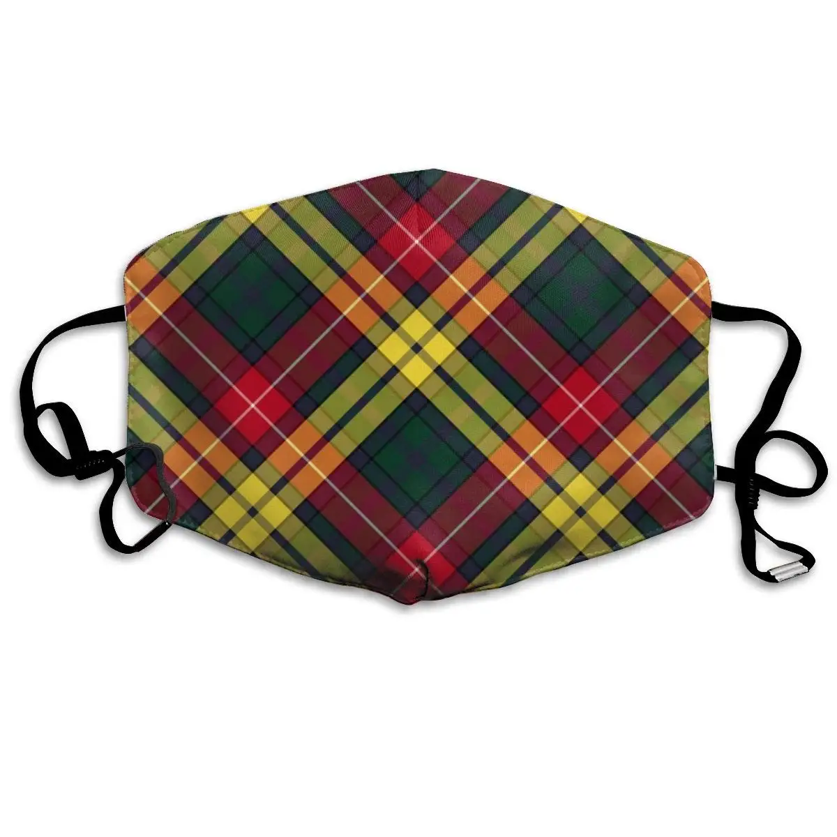 

Yellow And Green Plaid Washable Reusable Mask, Cotton Anti Dust Half Face Mouth Mask For Kids Teens Men Women With Adjustable