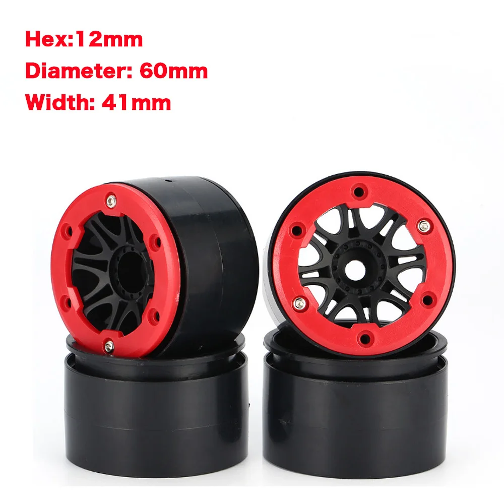 

4pcs 2.2inch RC Tires Beadlock Plastic Wheels Hub Rim Set for 1/10 RC Car RC Component Spare Parts Accessories