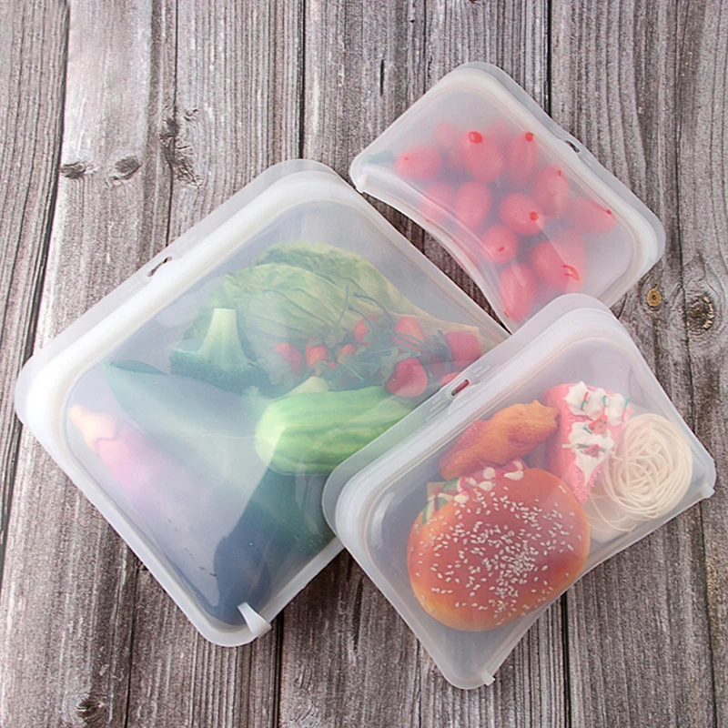 

Silicone Food Storage Bag Containers Leakproof Reusable Shut Bag Fruit Meat Milk Food Container Fridge Fresh Keeping Bags