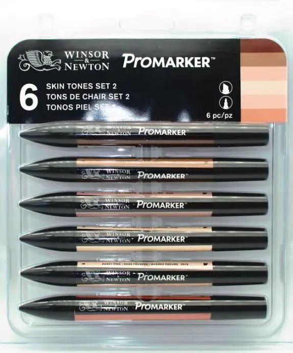 Фломастеры Winsor& Newton Promarker с двумя наконечниками, 6 цветов и 12 цветов, кисть для художника-блендера - Цвет: 6 Skin 2