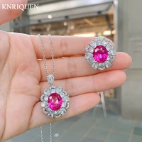 charms 1012mm ruby lab diamond gemstone pendant necklace ring for girlfriend wedding party fine jewelry set anniversary gifts