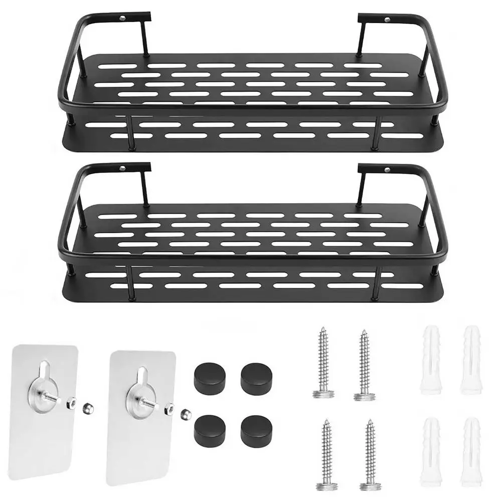 

Shelf Shower Shelf Adhesive Aluminum Shower Caddy For Shampoo Holder Kitchen Rack Storage Organizer No Drilling Rectangle Wall