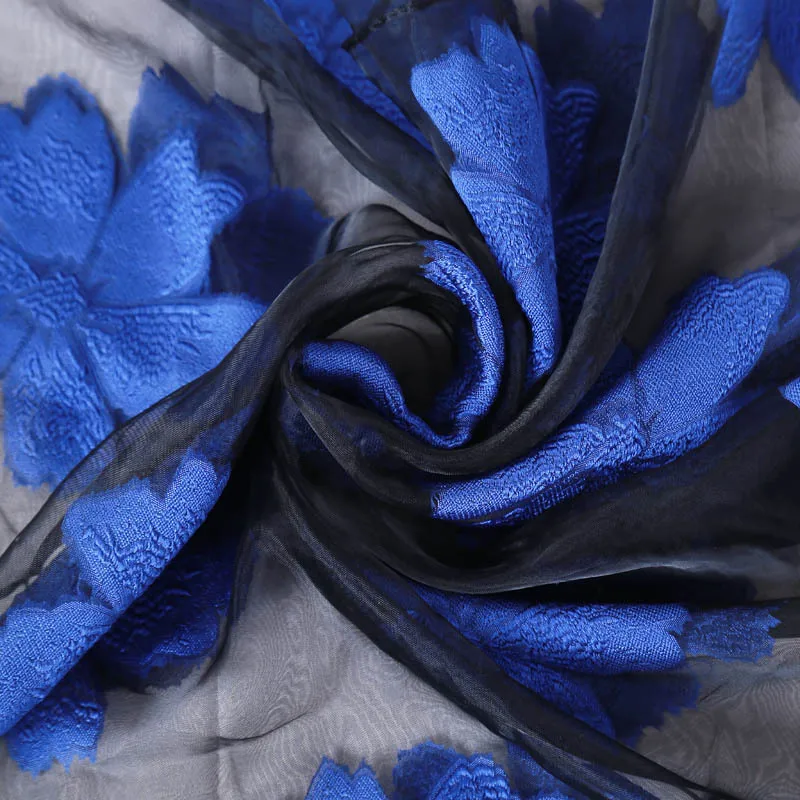 

CUHAKCI New Wrap Organza Scarf Hot bandana Silk Scarf Women Luxury hijab Leaves Long Shawl yarn Floral Scarves Fashion Shawl