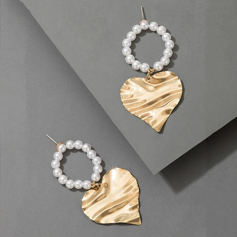 

Fashion Earrings Korean Version Of Pearl Love Heart-shaped Earrings Jewelry Gift