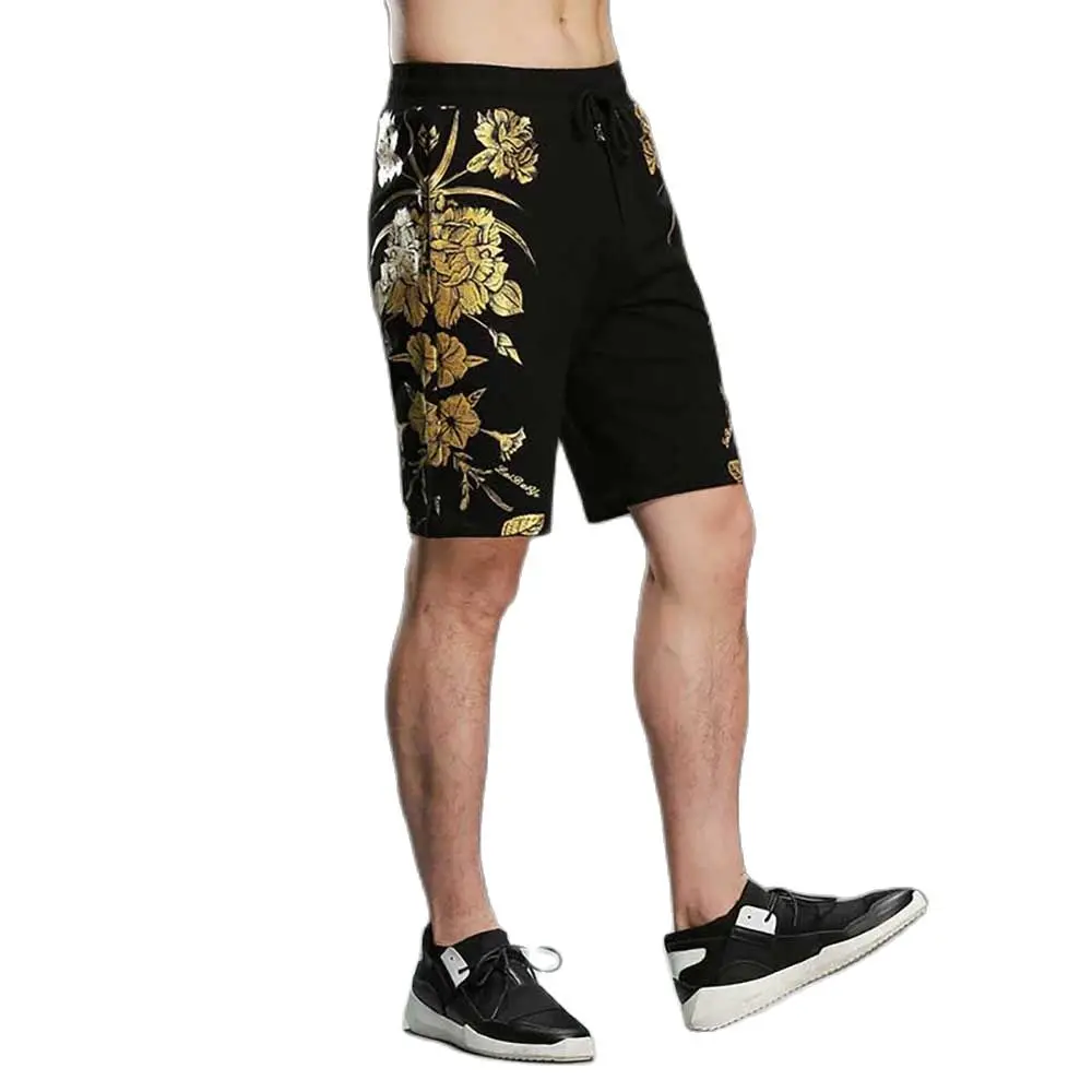 Шорты мужские хлопковые с цветочным принтом повседневные Прямые спортивные