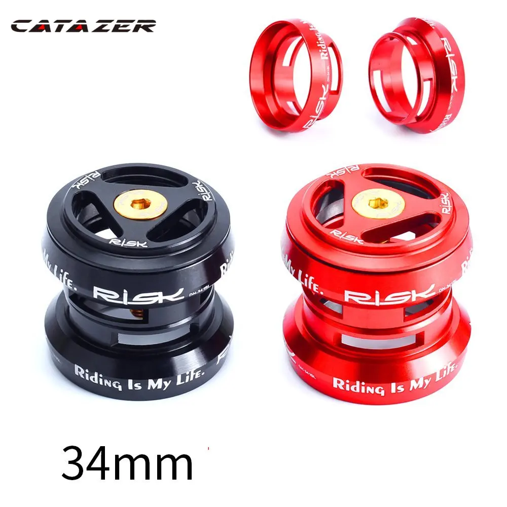 

RISK 34mm Bicycle External Headset MTB Road Bike 28.6mm (1 1/8") Straight Steerer Headsets Sealed Cartridge Bearings Gift