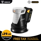 DEKO 20V Беспроводная случайная орбитальная шлифовальная машина с 15 листами наждачной бумаги и гибридной канистрой от пыли, литий-ионный аккумулятор 10 000мин