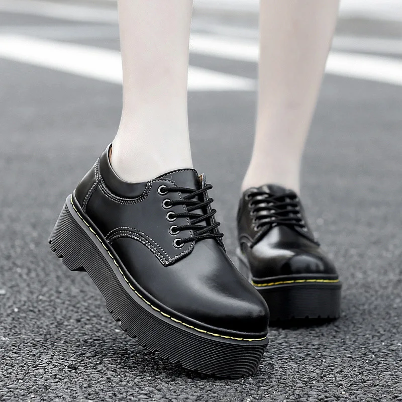 

Brangdy Large Size Casual Platform Couple Shoes Thick-Soled Motorcycle Shoes Fashion All-Match Non-Slip Oxford Neutral Shoes