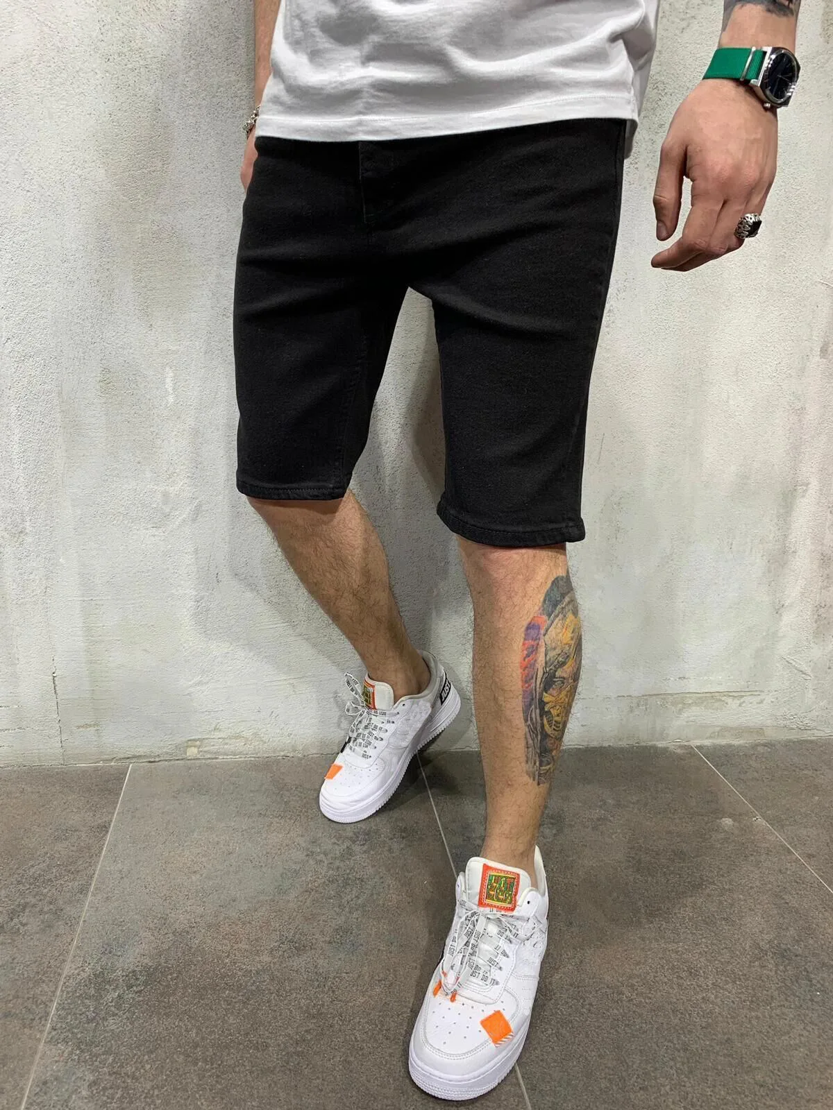 

Mens Ripped Distressed Skinny Shorts Jeans Denim Shorts Black Summer Knee Length Shorts For Men Brand Streetwear Plus Size S-3XL