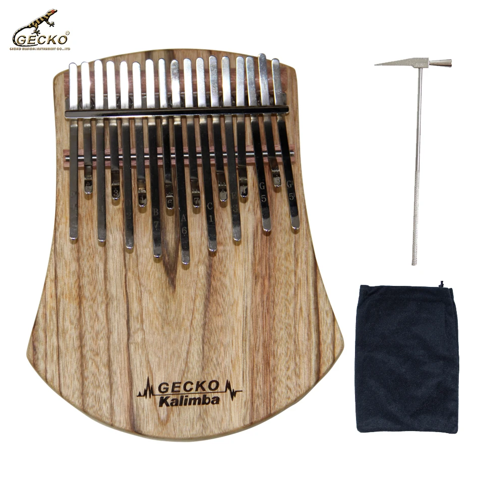 

GECKO Kalimba 17 Keys Thumb Piano Mbira Kalimba Instrument with Tune Hammer Camphor Wood Keyboard