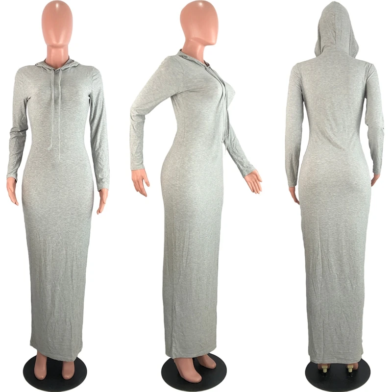 

Autumn Winter Sexy Dress Solid Hooded Party Birthday Maxi Dresses for Women Club Y2k Clothes Harajuku Vestidos Wholesale Items