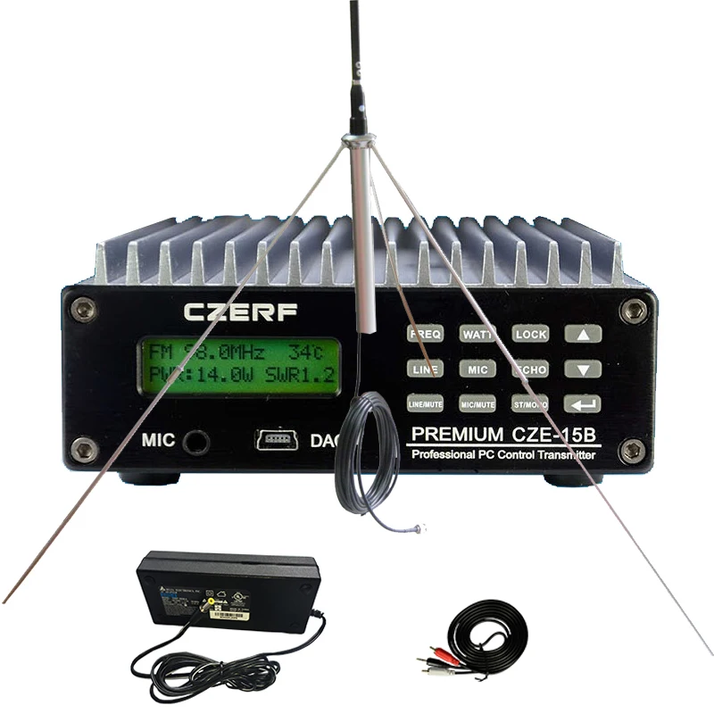 CZERF CZE 15B 15 Вт Радио Беспроводной передачи аудио FM передатчик + антенна комплект