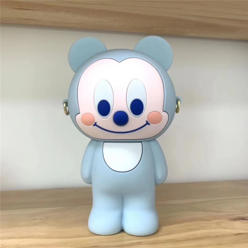 blue mickey Kawaii Мультяшные женские кошельки с отделением для карт, студенческие канцелярские принадлежности, Детская коробка для ручек и карандашей, силиконовая сумка для макияжа, карманный мини-кошелек Carteira - Цвет: blue mickey