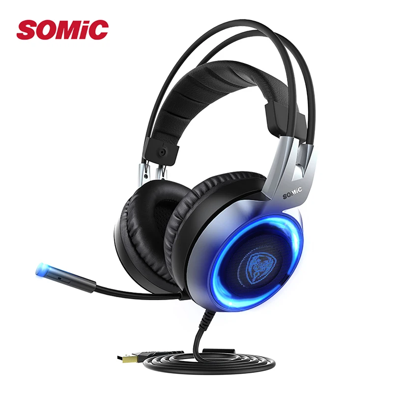 SOMIC игровая гарнитура PC USB G951 светодиодный проводной PS4 гарнитуры объемный звук и