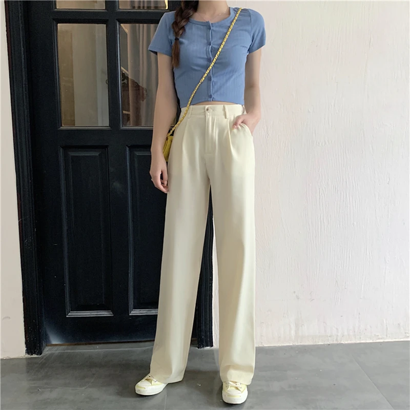 2020 новые фиолетовые летние женские брюки повседневные широкие с высокой талией