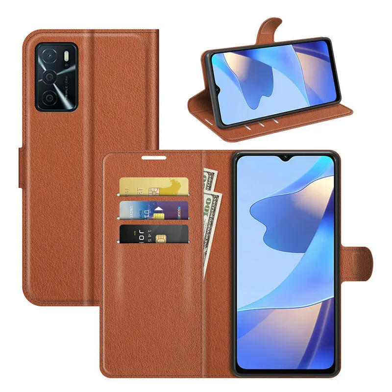 

Кожаный чехол-книжка для Oppo A16 CPH2269 с подставкой