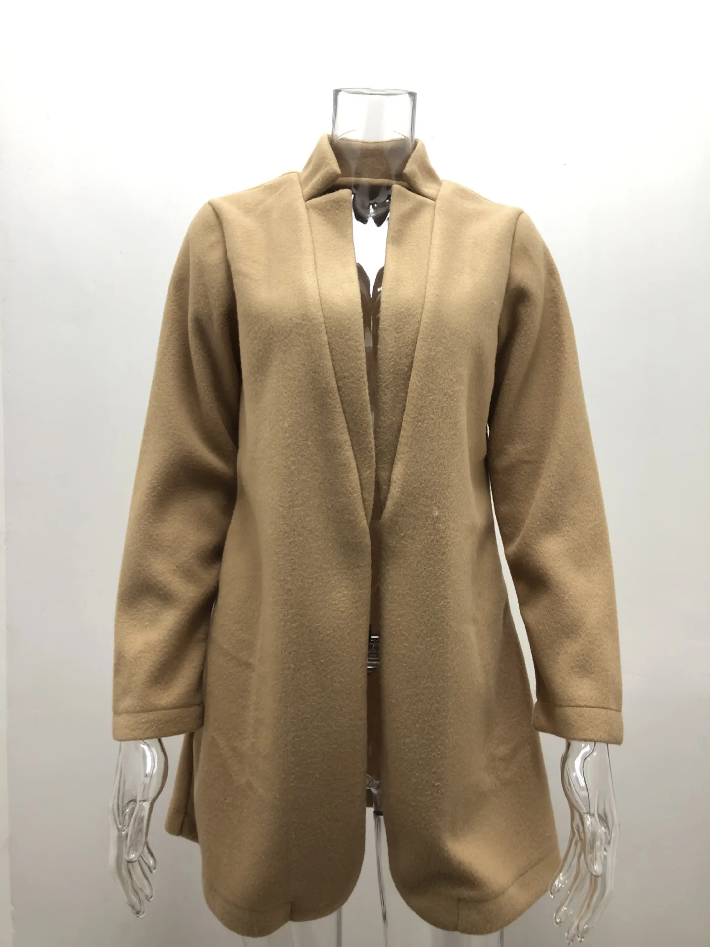 

2021 Autumn And Winter New Fashion Solid Color Turn-Down Collar Coat Casual Blends Female Urban Trend Women Coat 13 Color