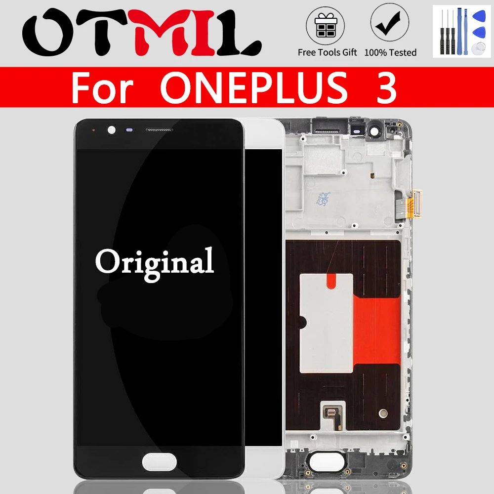 Оригинальный ЖК-дисплей 5 дюйма для Oneplus 3T 3 сенсорный экран рамка дигитайзер