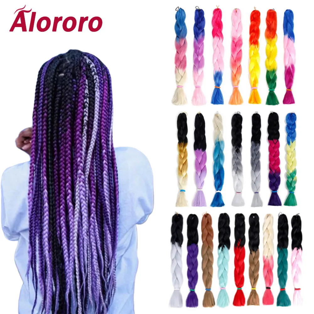Волосы для наращивания кос Alororo красные розовые фиолетовые Джамбо 32 дюйма/165 г