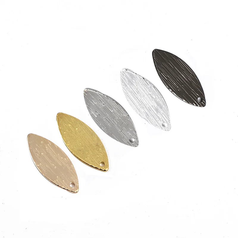 

Brass plating 5-color single hole brushed horse eye leaf necklace earring pendant used to make jewelry accessories