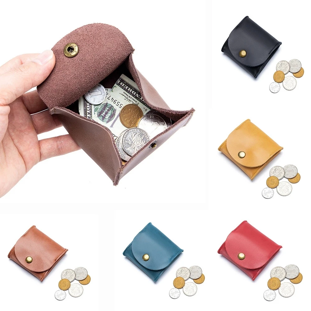 

6 Color portable Genuine Leather Coin Purse Vintage Design Individuation Earbuds Earphone Holder Pouch For Women Men mini Wallet