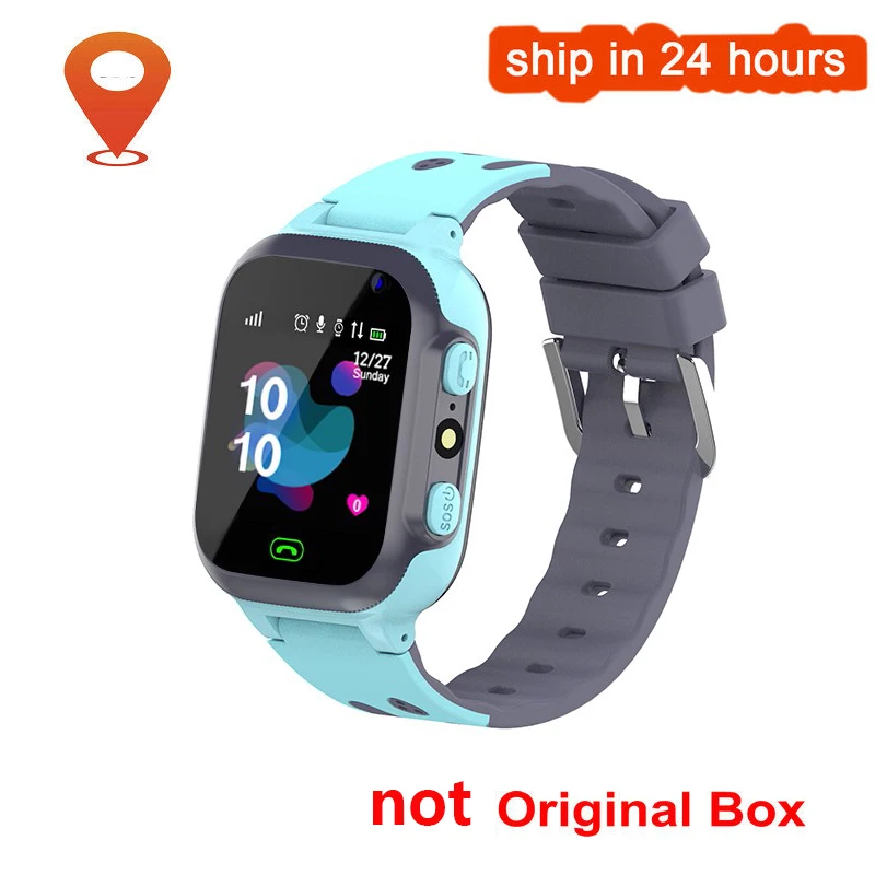 Blue not box Детские Смарт-часы для детей, SOS, анти-потеря, водонепроницаемые Смарт-часы для детей, 2G, sim-карта, часы с отслеживанием местоположения - Цвет: Blue not box