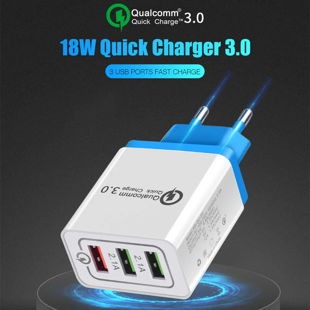 18W QC 3,0 5V 3.1A Быстрая зарядка для Iphone XS MAX 7 8 EU US Plug адаптер для мобильного телефона Samsug A70 A30 huawei P30 Xiaomi mi9
