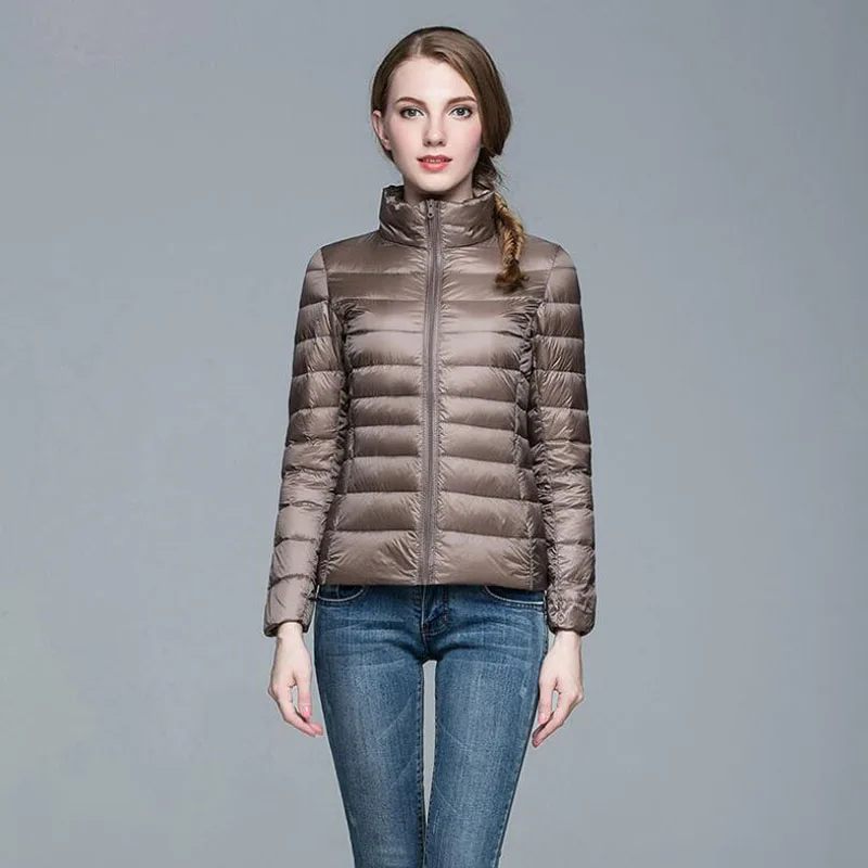 Женское зимнее пальто новинка ультра светильник 90% белый утиный пух куртка для