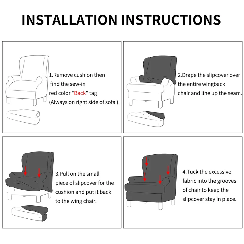 

Printed Sloping Arm King Back Chair Cover Elastic Armchair Wingback Wing Sofa Back Chair Cover Stretch Silky Chair Slipcover