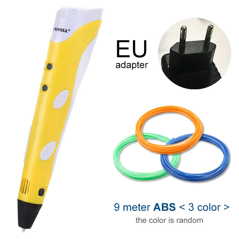 Yellow EU Myriwell 3D печати Ручки 1,75 мм ABS Smart 3D ручка с нити для детей развивающая серия хобби игрушки - Цвет: Yellow EU
