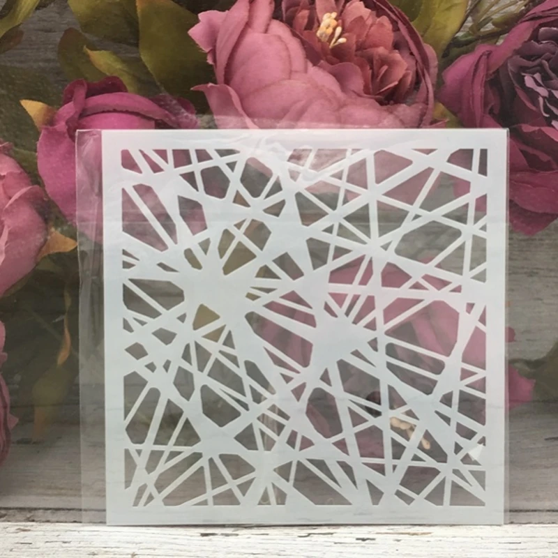 9 шт 13*13 см 5 "Линия сетки геометрии DIY наслоения трафареты живопись раскраска