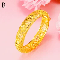 hollow heart shaped openable bangle yellow gold filled wedding party female bracelet gift